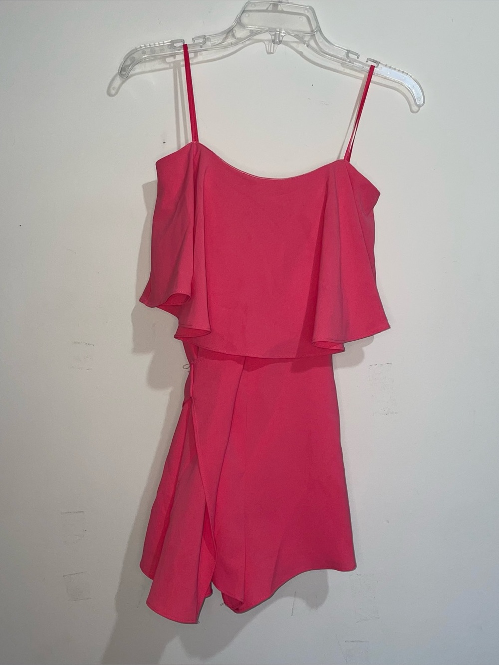 Do+Be Bright Pink S Strappless Ruffle Lined Romper Tie And Zip Back Fun Party